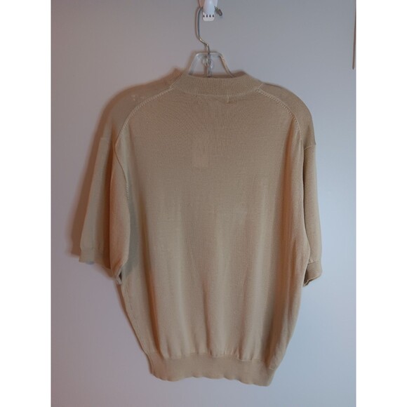 New Pronto Uomo Mens Silk Blend Soft Knit Pullover Sz Small Tan Mock Neck - Picture 4 of 6